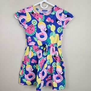 SPOTTED ZEBRA Girls Summer Flamingo Lemon Watermelon Kiwi Tank Dress‎ SZ S 6/7